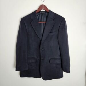Mens SupraSuede Blazer Sz 39 R Sport Coat Jacket Faux Suede‎ 2 Button Navy Blue
